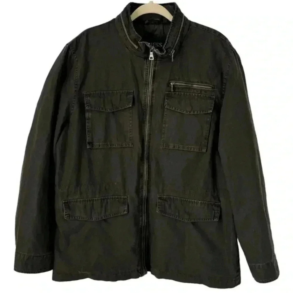 Guess Mens Green Jacket Zipper‎ closure Sz, XL